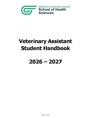 Veterinary Assistant Student Handbook