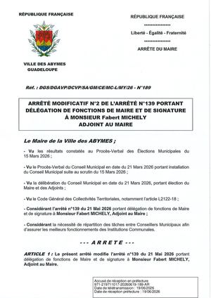 Arrêté 189 - Délégation MICHELY Suite CL