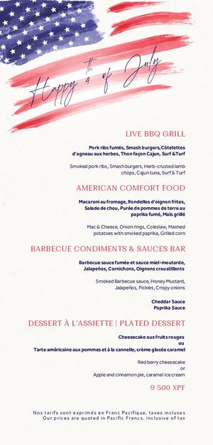 4th of July Menu BBQ