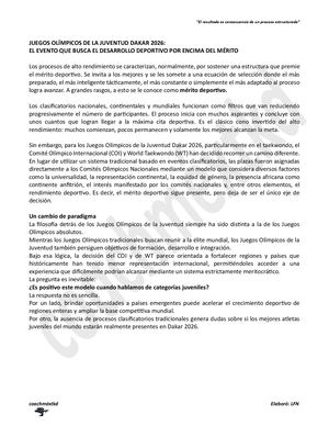 Juegos Olímpicos De La Juventud Dakar 2026 El Evento Que Busca El Desarrollo Deportivo Por Encima Del Mérito