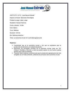 Secuencia Didáctica Tec De La Producción Agropecuaria Alcaraz Florencia
