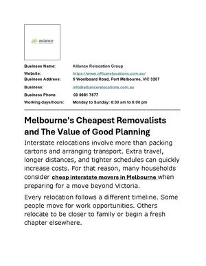 Melbourne's Cheapest Removalists And The Value Of Good Planning
