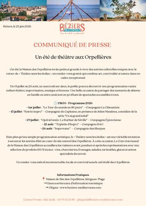 Théâtre sous les étoiles, Communiqué de Presse