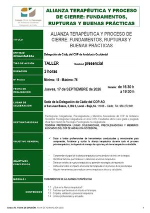 Ficha Difusion Taller Alianza Terapeutica