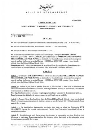 Arrêté n°209-2026