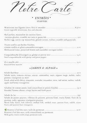 CARTE - Restaurant Le Savorn à Samoëns - Alexane - FR UK