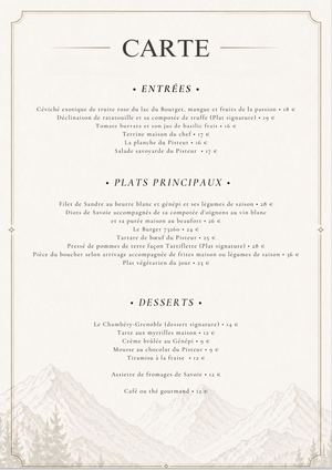 CARTE - Restaurant Le Pisteur à Valmorel - Akoya - FR