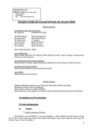 PV du Conseil d'école N°3 du 16 Juin 2026