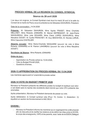 PV du Conseil syndical du SIVOS du 28 avril 26