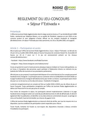 2026 - Reglement du Jeu Séjour F'Estivada