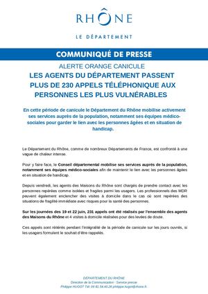 Communiqué De Presse Alerte Orange Canicule (2)