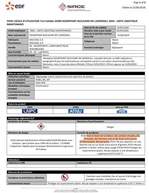 Degrippant Nucleaire Nf1 (Aerosol) 4024 Unite Logistique Maintenance