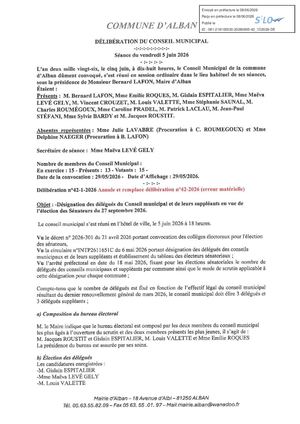 Délibérations Séance Du 05 06 2026