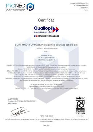 Certificat F1298 2025 2028