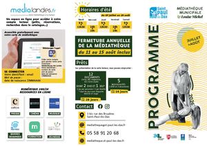 Programme médiathèque juillet août 2026