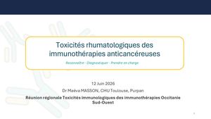 RR TOX : Toxicités rhumatologiques des immunothérapies anticancéreuses - Maeva MASSON