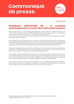 Résidence Invitation #2 : La création contemporaine au cœur des sites patrimoniaux