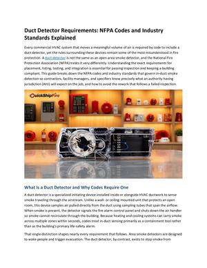 Duct Detector Requirements Nfpa Codes And Industry Standards Explained