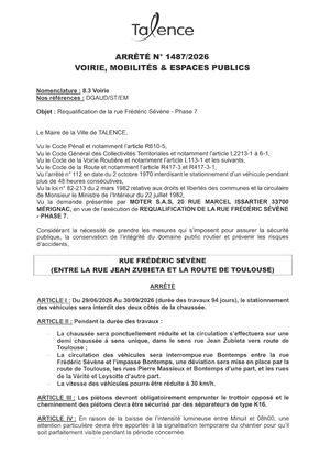 Arrete 1487-2026-Requalification Phase 7-Rue Frederic Sevene Du 29-06 Au 30-09-2026-Publié Le 23 06 2026