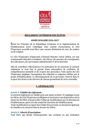 Règlement intérieur LEA 2026