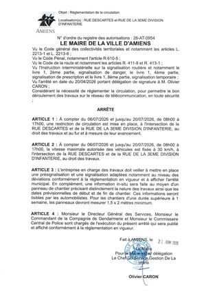 26 At 0954 Réglementation De La Circulation Ru Descartes Et Rue De La 3ème Division D'infanterie Du 06 07 2026 Au 20 07 2026