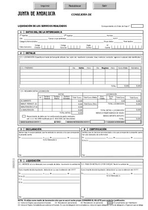Modelo - Liquidación de servicios realizados - Junta Andalucía