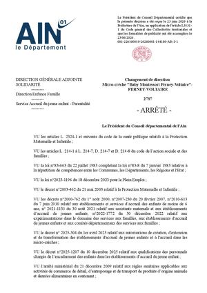 Changement De Direction Micro Crèche Baby Montessori Ferney Voltaire - FERNEY VOLTAIRE