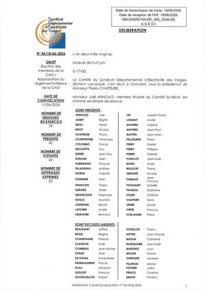 Dag 43 18 06 2026 Election Membres De La Cao + Approbation Règlement Intérieur De La Cao