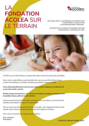 ACOLEA SUR LE TERRAIN - Bilan Mécénat 2025