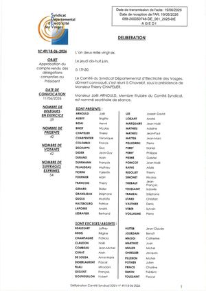 Dag 49 18 06 2026 Approbation Du Compte Rendu Des Délégations Consenties Au Président