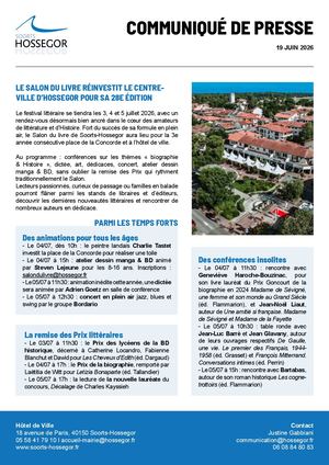 Communiqué de presse 28e édition du Salon du livre