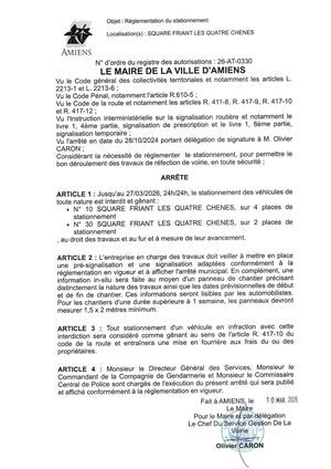 26 At 0330 Reg Statio Square Friant Les Quatre Chenes N10 Et N30 Jusqu Au 27 03 26