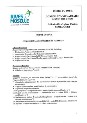 Conseil Communautaire du 25 juin 2026