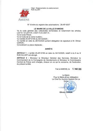 26 Ap 0037 Reg Statio Rue Allart Du 04 12 25 Abrogé