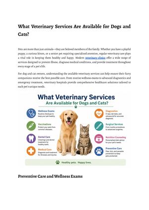 What Veterinary Services Are Available For Dogs And Cats