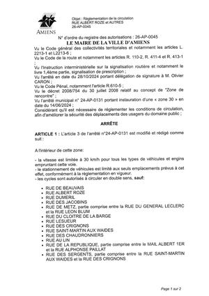 26 Ap 0045 Reg Et Circu Rue Albert Roze Et Autres