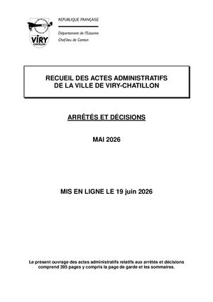 Recueil actes administratifs mai 2026