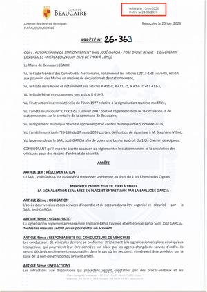 Fichier Parution Des Arrêtés N°26 363 à 26 374