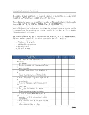 Formulario Clima Organizacional