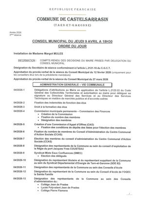Conseil Municipal Du 9 Avril 2026 Dossier Deliberations Executoires