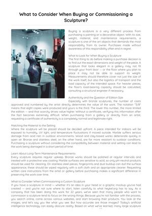 What To Consider When Buying Or Commissioning A Sculpture