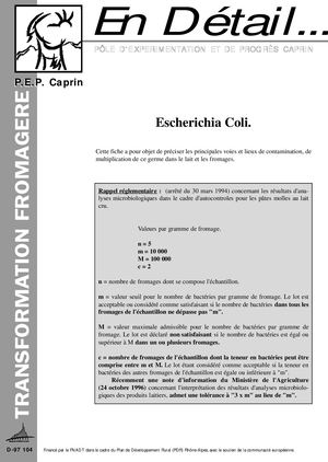 Escherichia Coli Fiche De Presentation Pep Caprin