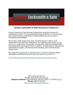 Groton Locksmith And Safe Services In Groton Ct