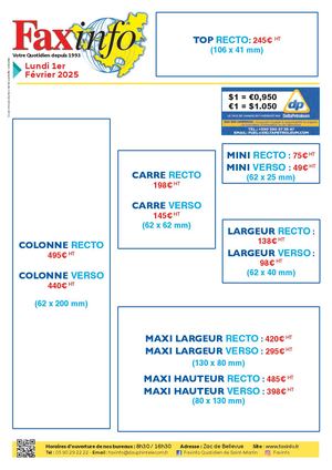 ••••Tarifs Faxinfo Print Et Web 2026
