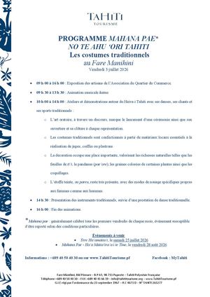 Programme Mahana Pae Te Ahu 'Ori Tahiti Vb
