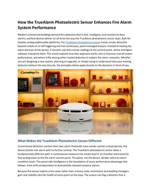 How The True Alarm Photoelectric Sensor Enhances Fire Alarm System Performance