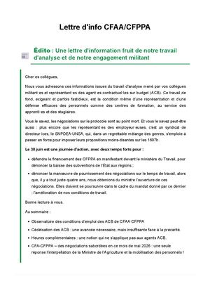 Lettre Dinfo #1 Cfaa Cfppa