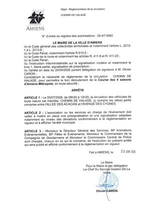 26 At 0982 Réglementation De La Circulation Chemin Du Halage Le 05 07 2026