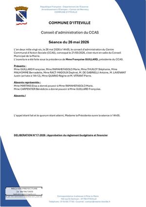 Delib 17 2026 Approbation Du Reglement Budgetaire Et Financier