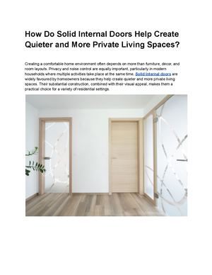How Do Solid Internal Doors Help Create Quieter And More Private Living Spaces
